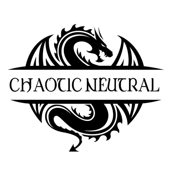 CHAOTIC NEUTRAL Dungeons and Dragons Custom Printed Tee Shirt NEW - Picture 2 of 3